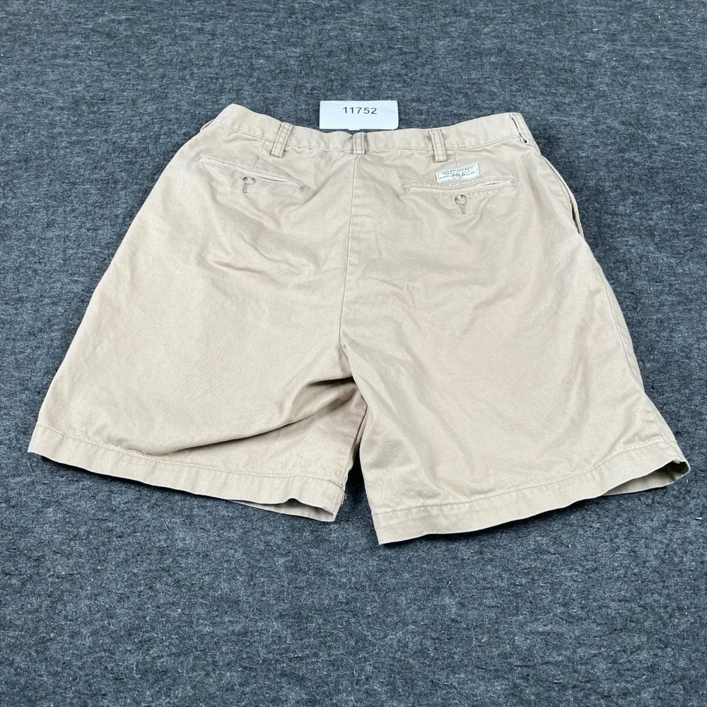 Vintage Polo Ralph Lauren Tyler Chino Shorts Mens 34 Beige Cotton Pleated Front